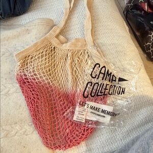 Camp Collection Pink and Cream Mesh Tote